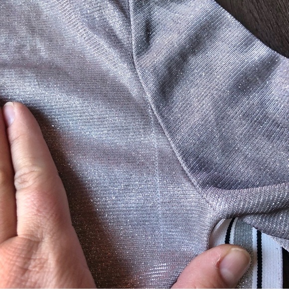 Shane Justin Silver Sparkle Cropped Track Jacket Zip Up Size Small Long Sleeve - Picture 6 of 9